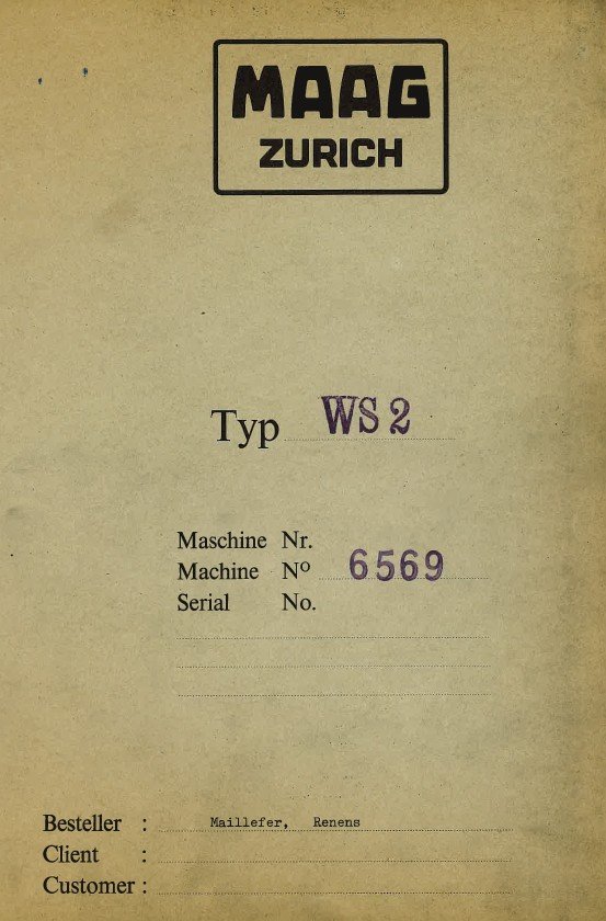 Manual de instrucciones Talladora MAAG-Zahnräder WS-2