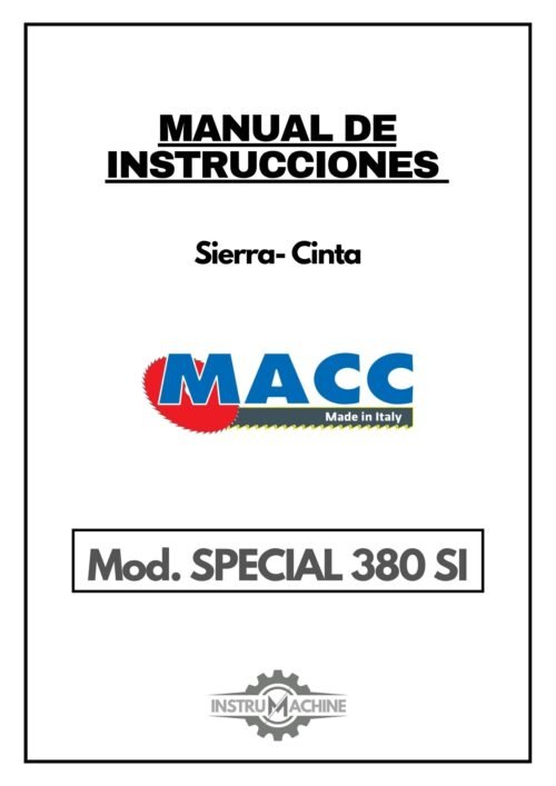 Manual de instrucciones Sierra de cinta MACC SPECIAL 380 SI