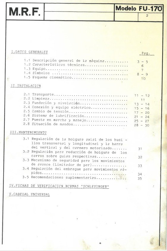 Manual de instrucciones Fresadora MRF FU 170