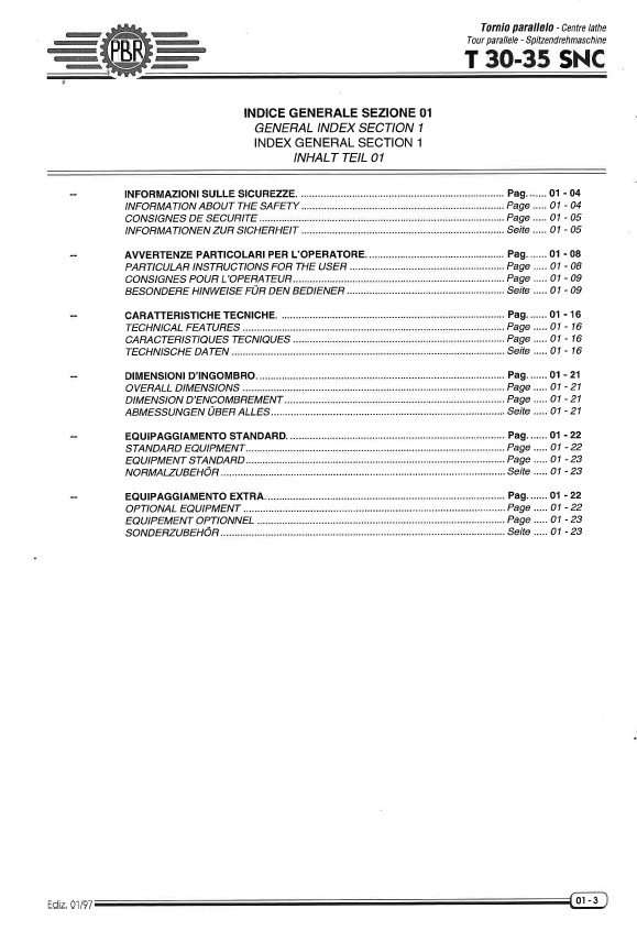 Manual de instrucciones Torno PBR T30–35 SNC
