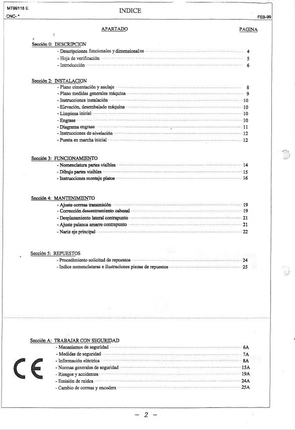 Manual de instrucciones Torno Pinacho Taurus 260–310 Ø105