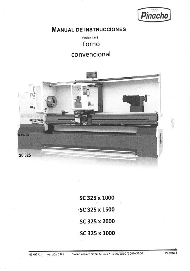 Manual de instrucciones Torno paralelo PINACHO modelo SC-325