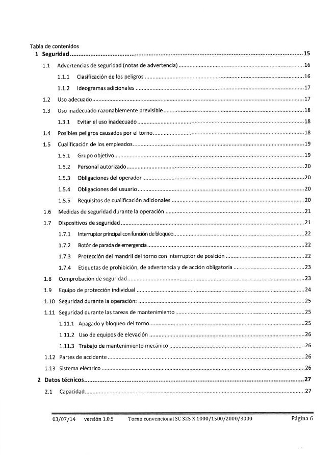 Manual de instrucciones Torno paralelo PINACHO modelo SC-325