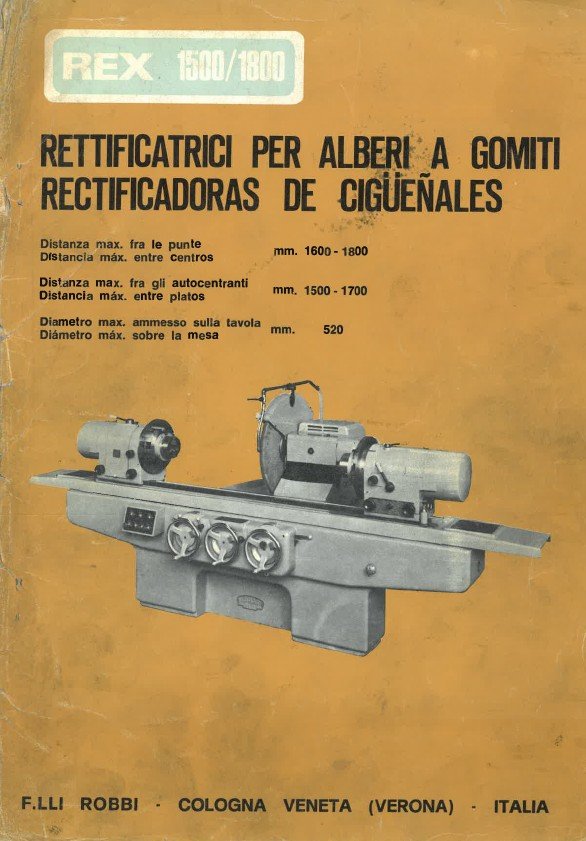 Manual de instrucciones Rectificadora de cigüeñales Robbi REX 1500–1800