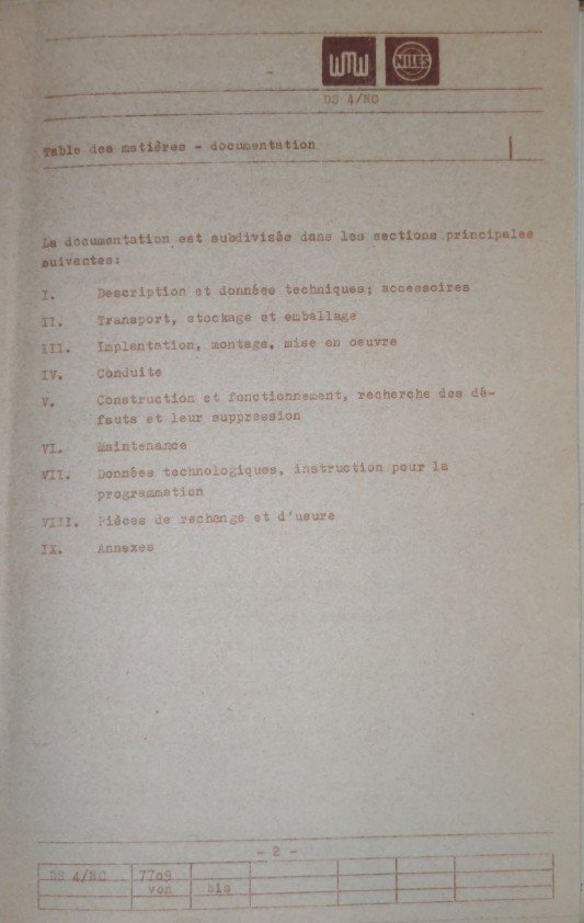 Documentación técnica Torno Niles WMW DS-4 NC