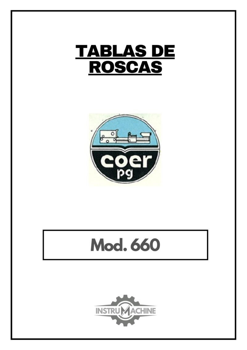 Tabla de roscas COER PG 660