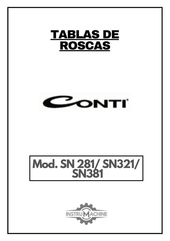 Portada Tabla de roscas CONTI SN 281/ SN 321/ SN 381