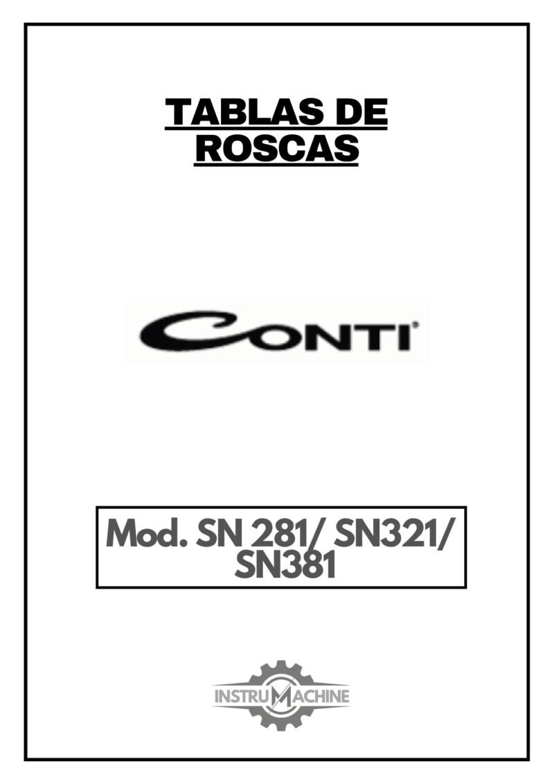 Conti- SN 281-placa-1 Tabla de roscas CONTI SN 281/ SN 321/ SN 381
