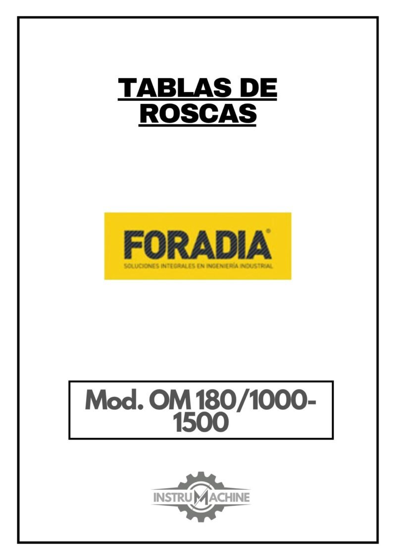 Tabla de roscas Foradia OM 180/1000-1500