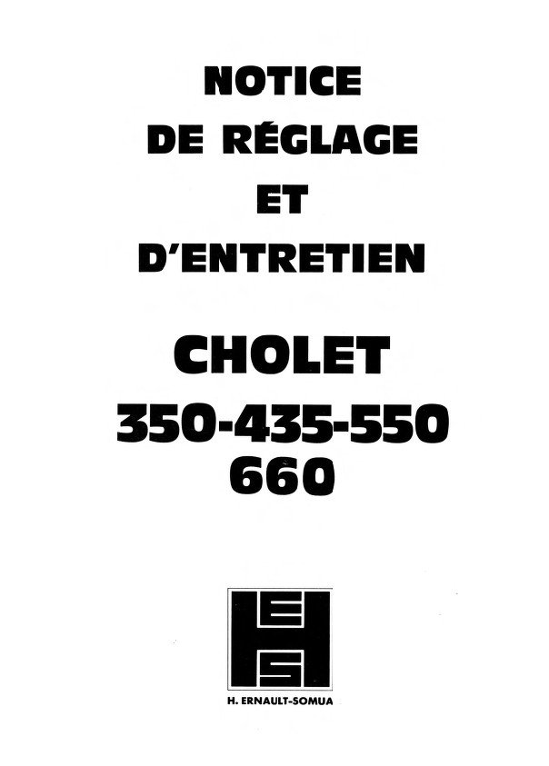 Tabla de roscas H. Ernault Somua Cholet 350-435-550
