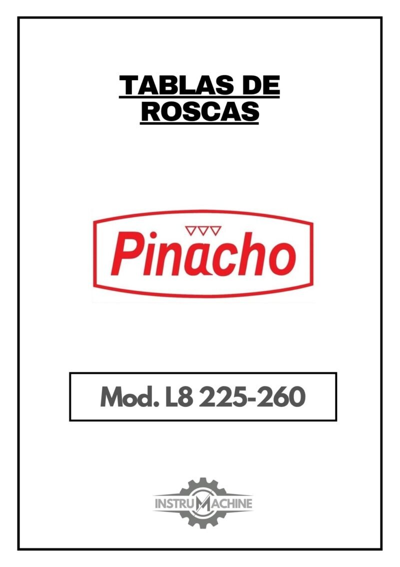 Tabla de roscas Pinacho L8-225-260