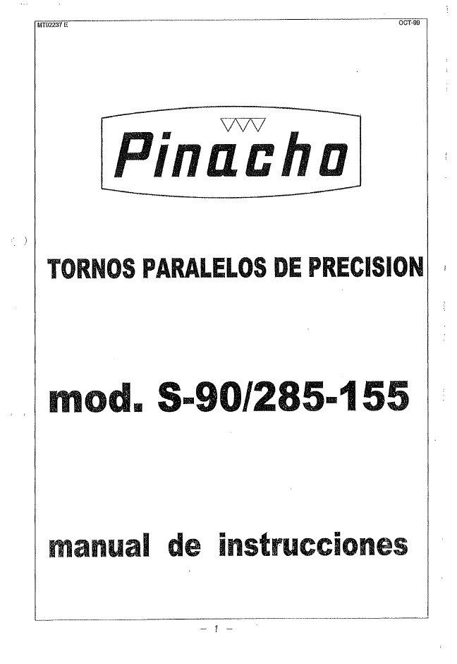 Tabla de roscas Pinacho S90/285-155