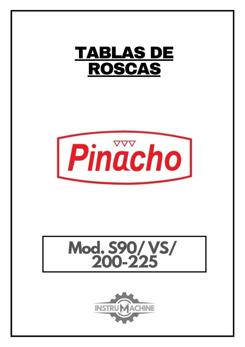 Pinacho S90VS 200-225-tablas-1 Tabla de roscas Pinacho S90/VS/200-225