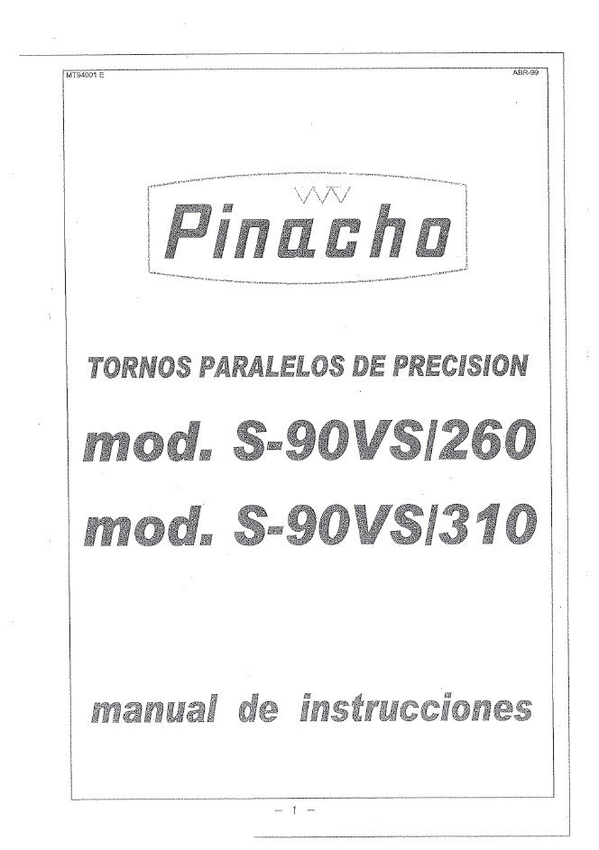 Pinacho S90VS- 260-310-tablas-2 Tabla de roscas Pinacho S90/VS/260-310