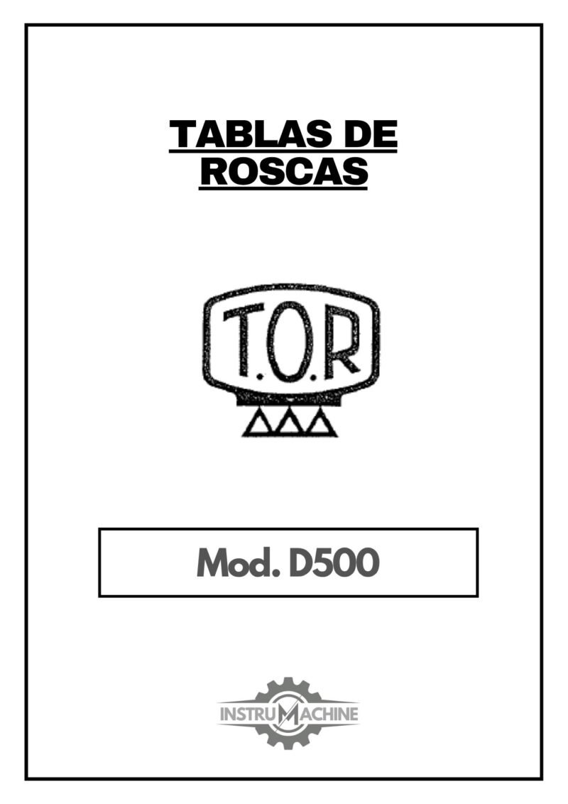 Tor D500- tabla-1 Tabla de roscas TOR D500