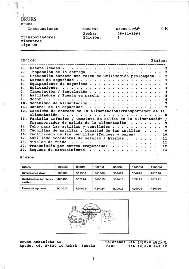 Manual de instrucciones Aserradero-Astilladora Bruks 602CM / 802CM / 1203CM / 1500CM