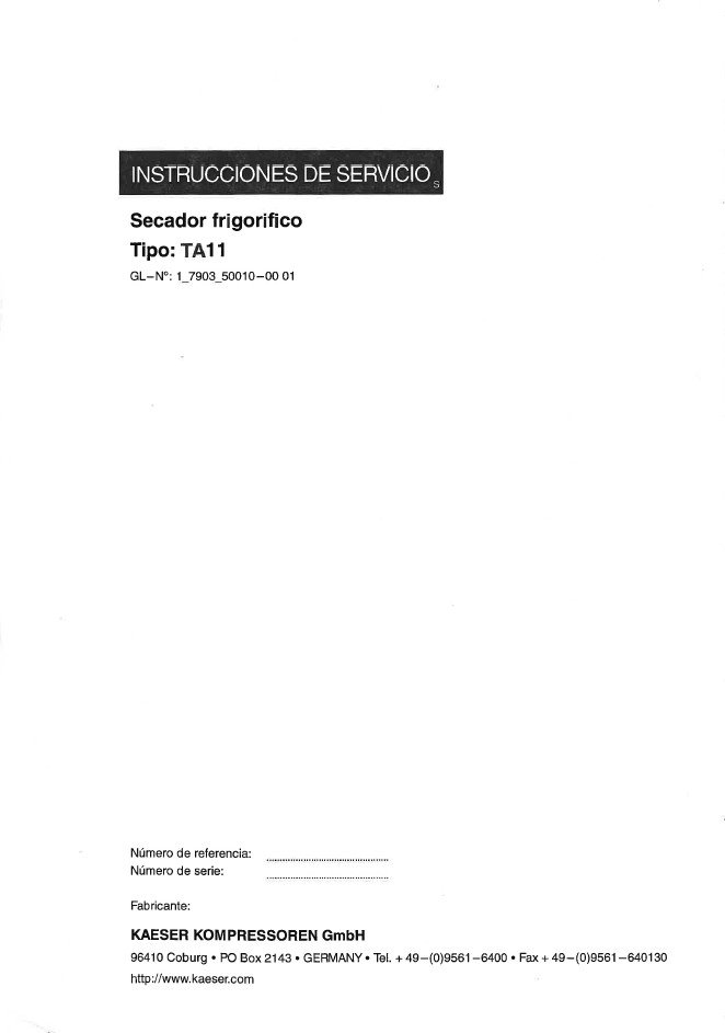 Manual de instrucciones Secador frigorífico Kaeser TA 11