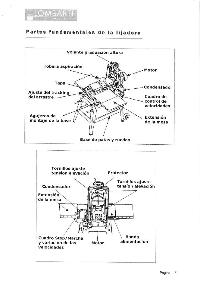 Lombarte- mod MS3140- MS3157- MS3126-3 Manual de instrucciones Lijadora Lombarte MS3140 / MS3157 / MS3126