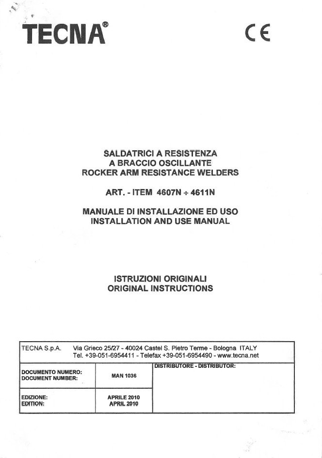 Manual de instrucciones Soldadura por puntos Tecna 4607N