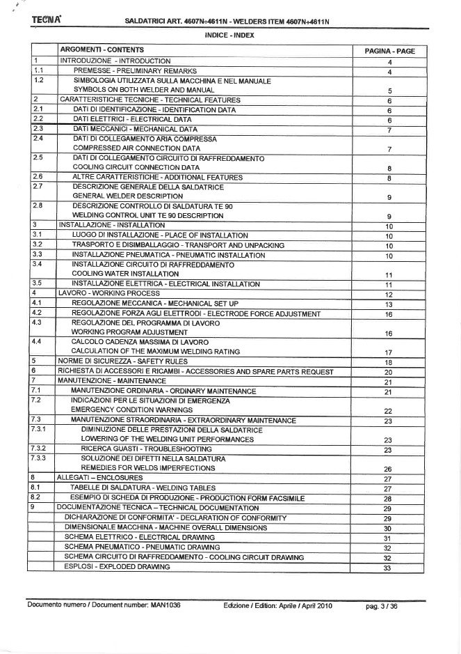 Manual de instrucciones Soldadura por puntos Tecna 4607N