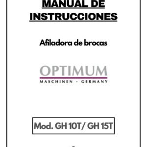 Portada del manual de Afiladora de Brocas OPTIMUM GH 10T/ GH 15T en PDF